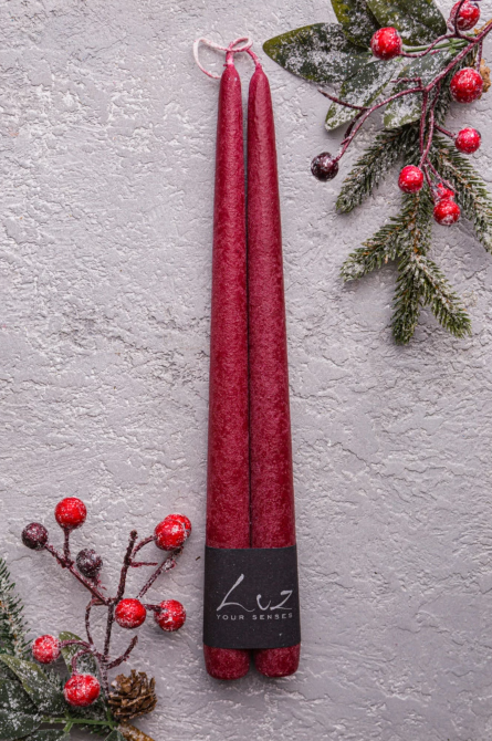 LUZ305.26 Набор свечей Luz your senses Рустик 30 см, 2 шт, бордо (3).png